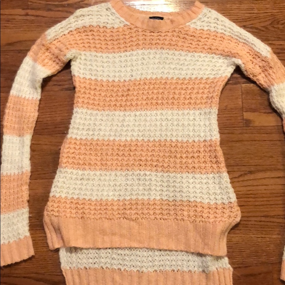 Peach and ivory striped sweater